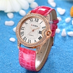 Ficha técnica e caractérísticas do produto FLY Presentes Rhinestone Leather relógio de cristal Vestido de pulso de quartzo para Mulher das senhoras