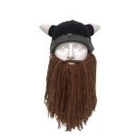 Ficha técnica e caractérísticas do produto Malha chapéus Presentes Viking Beanie Beard Chifre Hat Handmade Knit Inverno Quente Cap Homens Mulheres aniversário fresco engraçado Xmas Party