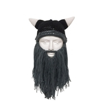 Ficha técnica e caractérísticas do produto Presentes Viking Beanie Beard Chifre Hat Handmade Knit Inverno Quente Cap Homens Mulheres aniversário fresco engraçado Xmas Party (Mantenha um estoque)