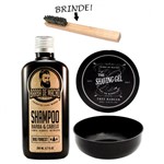 Ficha técnica e caractérísticas do produto Combo Shampoo + Shaving Gel + Tigela Barbearia - Aproveite - Barba de Macho