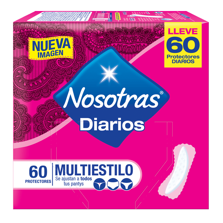 Ficha técnica e caractérísticas do produto Protectores Diarios Nosotras Multiestilo Doble, 50 Unid.