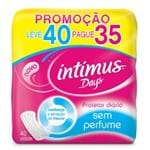 Ficha técnica e caractérísticas do produto Protetor Diário Intimus Days Sem Perfume 40 Unidades