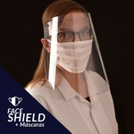 Ficha técnica e caractérísticas do produto Máscara Transparente Viseira Protetor Facial Face Shield + 10 Máscaras de Tecido Brancas