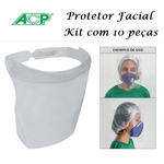 Ficha técnica e caractérísticas do produto Protetor Facial Face Shield - Kit 10 Peças
