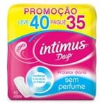 Ficha técnica e caractérísticas do produto Protetor Íntimo Sem Abas Sem Perfume Intimus Days Leve 40 Pague 35