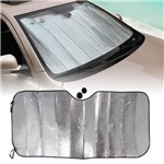 Protetor Solar Automotivo Para-brisa Universal Prata Metalizado Dobrável Suporte Ventosa Quebra Sol - Carrhel