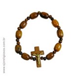 Pulseira de Madeira com Crucifixo | SJO Artigos Religiosos