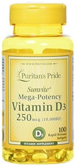Ficha técnica e caractérísticas do produto Puritan's Pride Vitamin D3 10,000 IU 100 Softgels