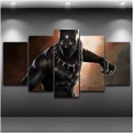 Quadro Mosaico Pantera Negra 5 Peças 1,20x0,70cm Pn 06