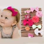 Ficha técnica e caractérísticas do produto Redbey 10pcs bebé Flower Elastic Bow Hairband para Fotografia Acessório presente Festival