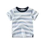 Ficha técnica e caractérísticas do produto Crianças Boy Verão Stripe impresso algodão macio T-shirt manga curta