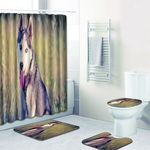 Ficha técnica e caractérísticas do produto Redbey Pattern 4Pcs / Dog Set Printing Bath Mat WC Rug Tampa cortina de chuveiro