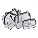 Ficha técnica e caractérísticas do produto Conjunto de saco de armazenamento 3Pcs / Set multifunções saco transparente Travel Set Maquiagem Cosméticos de Higiene Pessoal Limpar Wash Bag Bolsa de armazenamento