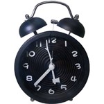 Ficha técnica e caractérísticas do produto Relógio Despertador Metal de Mesa Preto