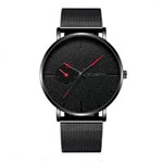 Ficha técnica e caractérísticas do produto Relógio Masculino Total Black Malha de Aço Vermelho