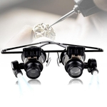 Ficha técnica e caractérísticas do produto Resina & Plastic Duplo Eye Glasses Tipo 10X de Repara??o do Rel¨®gio Lupa com luz LED