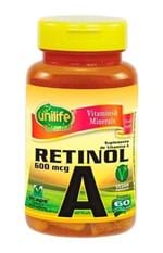 Ficha técnica e caractérísticas do produto Retinol a (Vitamina A) - Unilife 60 Cápsulas de 500Mg