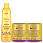 Ficha técnica e caractérísticas do produto Richée Clinic Repair System Shampoo 1 Litro +2 Máscaras 500g - Richée Professional