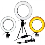 Ficha técnica e caractérísticas do produto Ring Light Completo Mini Ring Light Com Tripe Iluminador De Led Portátil De 16cm Para Maquiagem