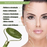Ficha técnica e caractérísticas do produto Rolo Massageador Facial Pedra Jade Anti Estresse e Anti Rugas Massoterapia
