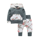 Ficha técnica e caractérísticas do produto HAO Roupa bebé recém-nascido Hoodie Tops T-shirt + calças de algodão 2pcs Suit Roupa floral da mola bonito Outono Set Layette Sets