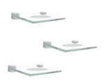 Ficha técnica e caractérísticas do produto Saboneteira De Vidro Banheiro Kit 3 Peças 408Vt3 Grego Metal