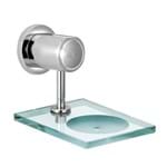 Ficha técnica e caractérísticas do produto Saboneteira Vidro Metal para Banheiro Parede Porta Sabonete Luxo