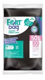 Ficha técnica e caractérísticas do produto Saco para Lixo 50lt Preto Pacote com 100 Unidades - Fortbag