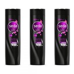 Ficha técnica e caractérísticas do produto Seda Pretos Luminosos Shampoo 325ml (Kit C/03)