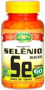Ficha técnica e caractérísticas do produto Selênio Quelato "se" 500 Mg - 60 Caps - Unilife