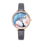 Ficha técnica e caractérísticas do produto Lady Fashion Blossom Flower Quartz Watch Thin PU Leather Strap Analog Wristwatch Ladies watches