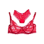 Ficha técnica e caractérísticas do produto Sets New Lace Mulheres Gauze Bra Push Up 3/4 Copa do gancho-e-Eye Red 38b