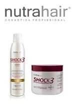 Shampoo 500ml e Regenerador 500g Shock3 Ômega 3/6 Nutra Hair