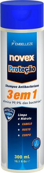Shampoo Antibacteriano Novex Proteção For Men 3 em 1 Cabelo Rosto Corpo 300ML