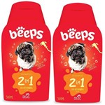 Shampoo Beeps Pet Society Pelos Curtos 2 em 1 500ml - 2 Unid