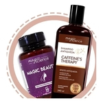 Shampoo Caffeines Therapy antiqueda, calvicie, alopecia + polivitaminico Magic Beauty fortalecimento das unhas, pele e cabelos