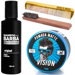 Ficha técnica e caractérísticas do produto Shampoo de Barba Pomada Cabelo + Pente Barber Shop Usebarba - Use Barba
