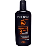 Shampoo 3 em 1 - Barba, Cabelo e Bigode 240ml - Delion Homem