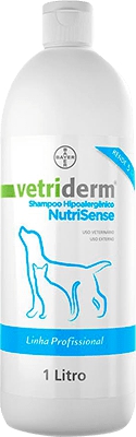 Shampoo Hipoalergênico Bayer Vetriderm Nutrisense Profissional 1 Lt