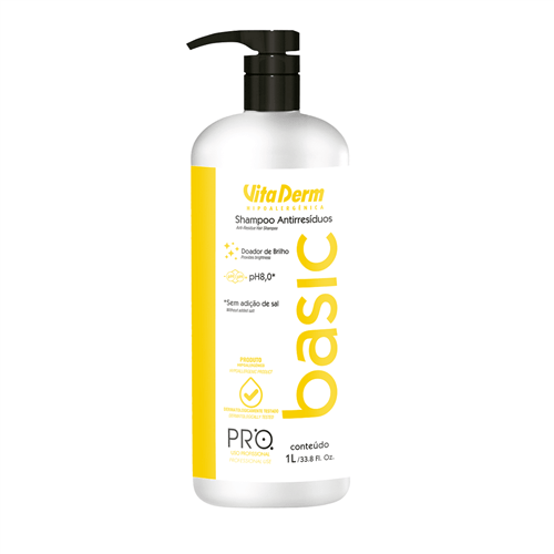 Ficha técnica e caractérísticas do produto Shampoo Sem Sal Antirresíduos Pro Basic Vita Derm 1L