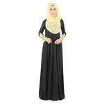 Ficha técnica e caractérísticas do produto Solid Color Lace Bordados Mulheres manga comprida islamico vestido longo mu?ulmana Robe