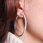 Ficha técnica e caractérísticas do produto Mshop Sterling Silver Pedrinhas Círculo Ear Pandent Brincos De Diamantes Por Mulheres
