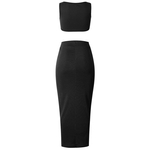 Ficha técnica e caractérísticas do produto Strap Sling sexy envolvida duas pe?as terno do Peito Pencil Skirt Women 101099