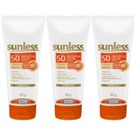Ficha técnica e caractérísticas do produto Sunless Fps50 Protetor Facial Base Bege Médio 60g (Kit C/03)
