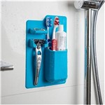 Ficha técnica e caractérísticas do produto Suporte para Escova de Dente Silicone Pasta Creme Box Banheiro Azul
