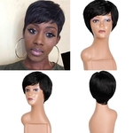Synthetic Black Short Wig Women Straight Full Wigs Heat Resistant Wigs with Bangs 2M81114