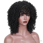 Ficha técnica e caractérísticas do produto Synthetic Kinky Curly Preto Cabelo Curto Bob Wigs Oriente Parte peruca por Mulheres