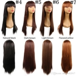 Ficha técnica e caractérísticas do produto Long Wavy Synthetic Wig Black/Brown/Golden Women High Density Temperature Hair Glueless Wave Cosplay Curly Hair Wig 11 styles