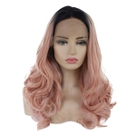 Ficha técnica e caractérísticas do produto Synthetic Natural parte dianteira do la?o do cabelo rosa Mulheres Peruca Long Black Frente Lace Wigs