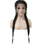 Ficha técnica e caractérísticas do produto Synthetic Natural parte dianteira do la?o peruca de cabelo Long Black Women Black Lace Wigs